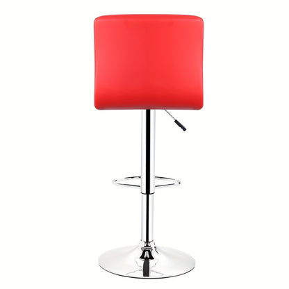 Barkrukken – Barstoelen – Keukenkruk – Stoel – Kruk – Set Van 2 – Verstelbare Zithoogte 92-112 cm – 360° Draaibaar – Ergonomische Rugleuning – Stalen Frame Met Antislipvoet – Rood Kunstleer – Comfortabel & Duurzaam