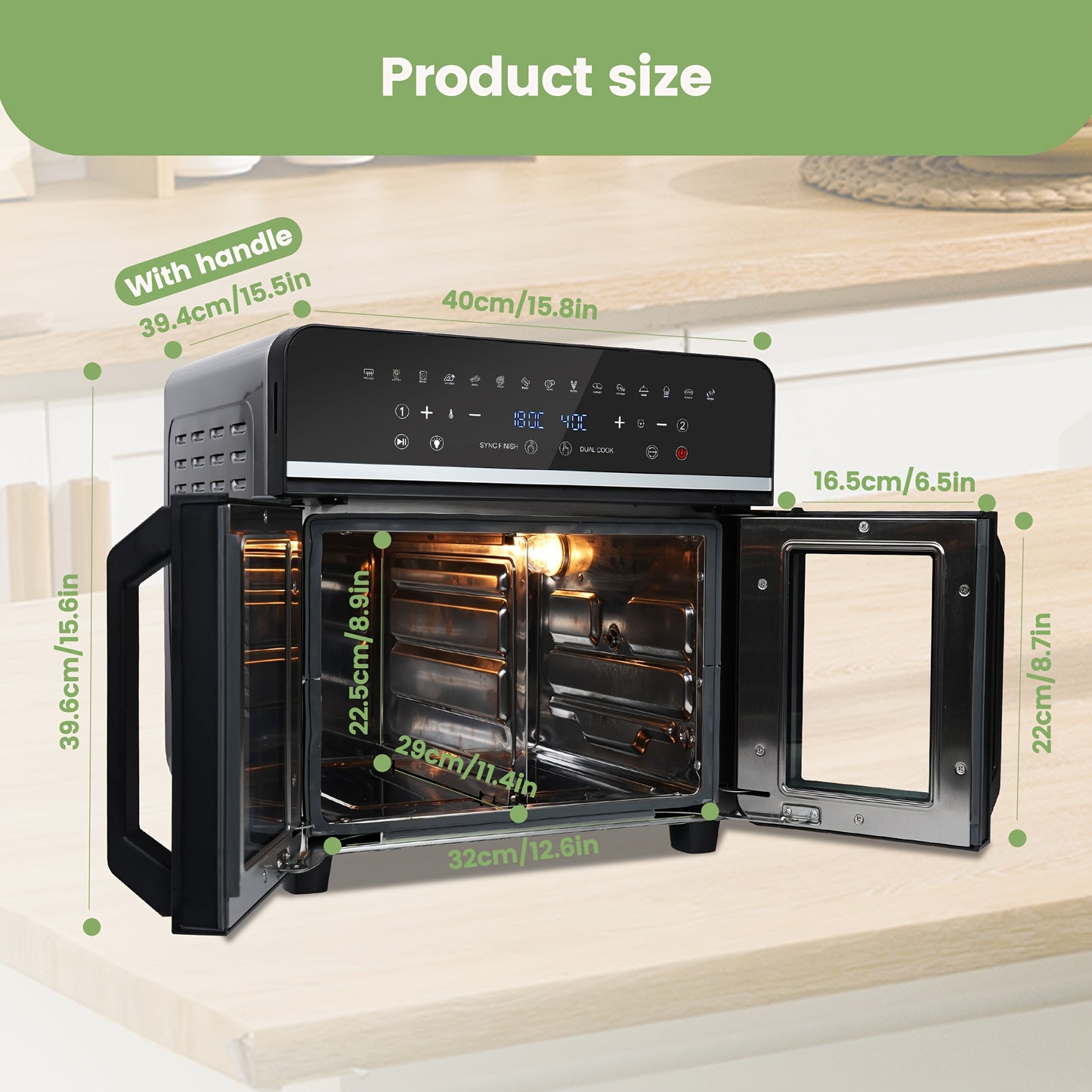 Airfryer – Heteluchtfriteuse – Mini Oven – Gezond Frituren – Digitale Air Fryer – XXL 23L Capaciteit – Dual Zone 2200W Met LED Touchscreen – 15 Programmatuur Met Receptenboek