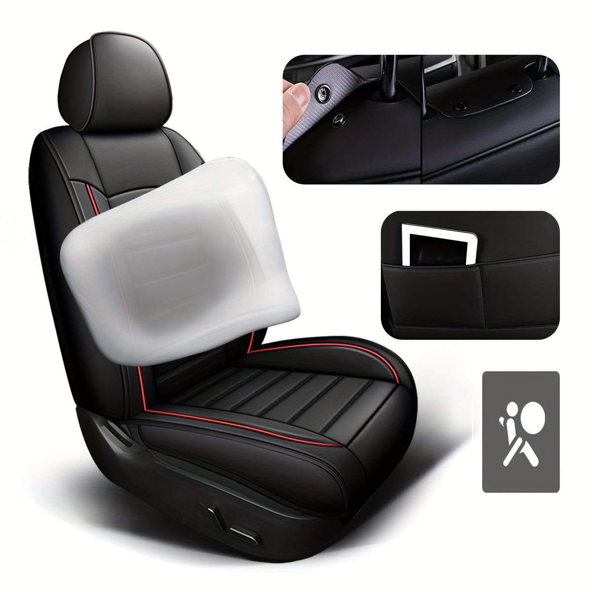 Universal PU Leather Car Seat Covers Full Set, for Vw Golf, Tiguan, Passat, T-Roc,, Touran, Arteon, ID.4, Adjustable for Front and Rear Seats, Five-Seat All-Season Car Seat Protectors, Non-Slip with Airbag Compatibility