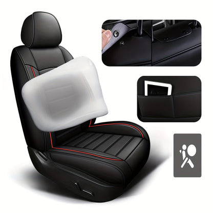 Universal PU Leather Car Seat Covers Full Set, for Vw Golf, Tiguan, Passat, T-Roc,, Touran, Arteon, ID.4, Adjustable for Front and Rear Seats, Five-Seat All-Season Car Seat Protectors, Non-Slip with Airbag Compatibility