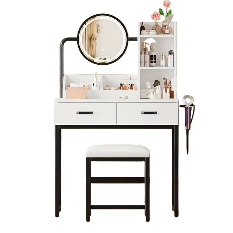 Kaptafel – Make-up Tafel – Dressingtafel – Cosmeticatafel – Opmaaktafel – Wit – Ruime Spiegel – Duurzame Bamboe Constructie