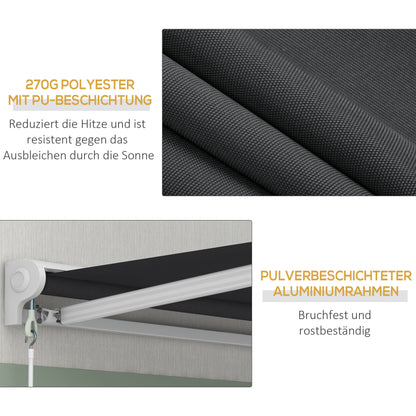 Uitvalscherm – Zonnescherm – Terrasscherm – Markies – Luifel – Elektrisch en Handmatig – Aluminium Frame en Afstandsbediening 2,5x2m Grijs