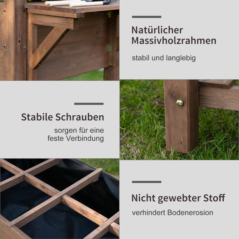 Foldable Solid Wood Raised Bed with 8 Divided Compartments - Heavy-Duty Modern Planter Box, Herb Bed & Flower Pot, Space-Saving Elevated Design for Balcony,, Small Gardens (123x54x80cm) - Sturdy Outdoor Plant Box