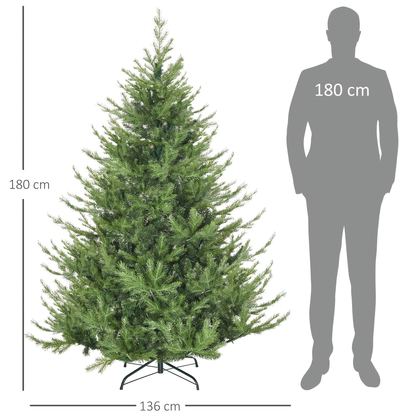 Kunstkerstboom – Nepboom – Kerstboom – Vouwbare Boom – Dennenboom Groen – 180 cm Hoog – Automatisch Inklapbaar – Dichte Weelderige Takken