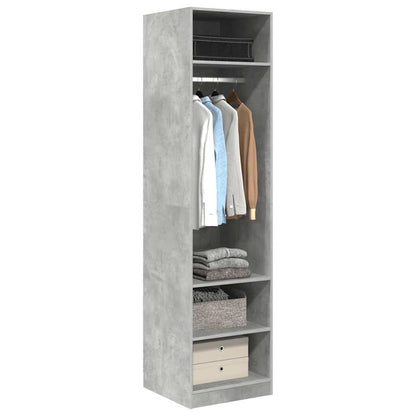 Kast – Opbergkast – Garderobekast – Kledingkast – Dichte Kast – Betongrijs – Bewerkt Hout – 50x50x200 cm – Stevig & Duurzaam