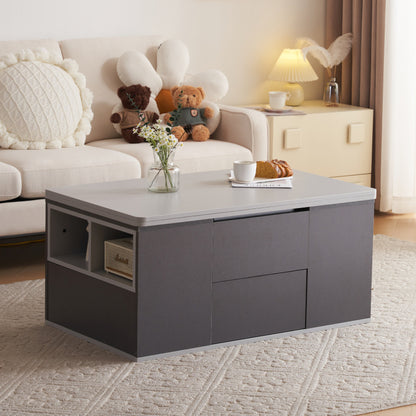 Salontafel – Koffietafel – Bijzettafel – Woonkamertafel – Opbergtafel – Extra Lang Met Lift-Top – Grote Opbergruimte Met Lades En Planken