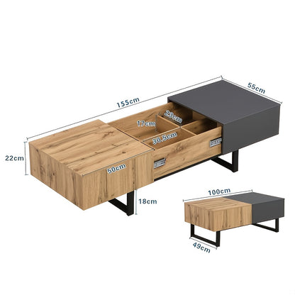 Ronde Uitschuifbare Eettafel – Ronde Tafel – Uitklapbare Tafel – Schuiftafel – Eetkamertafel – Marmerlook – Zwart Metalen X-onderstel – Diameter 100-140 cm – Hoogte 75,5 cm