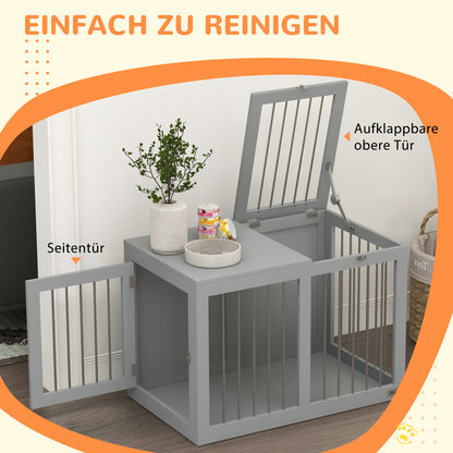 Hondenbench – Hondenhok – Hondenkooi – Transportbench – Hondenkooi Middelgroot – 2 Afsluitbare Deuren – Stalen Roosters Grijs 80x50x56,5 cm