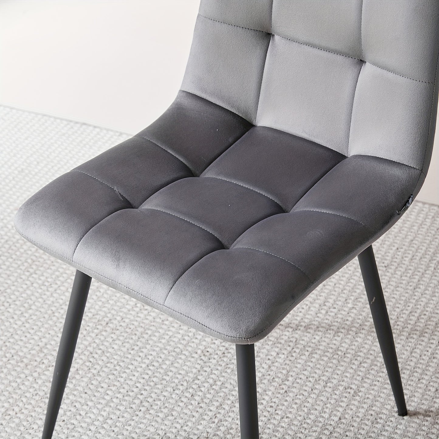 Eetkamerstoelen – Dining Stoelen – Keukenstoelen – Stoelen Set – Armless Stoelen – Grijs Velvet – Ergonomisch Ontwerp – Metalen Poten