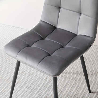 Eetkamerstoelen – Dining Stoelen – Keukenstoelen – Stoelen Set – Armless Stoelen – Grijs Velvet – Ergonomisch Ontwerp – Metalen Poten