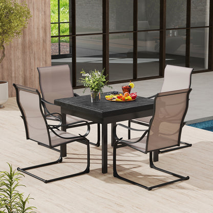 Schommelstoel – Tuinstoel – Loungestoel – Balkonstoel – Tuinmeubel – Ademend Mesh Zitting – Stevig Metalen Frame – Set van 2 – Grijs