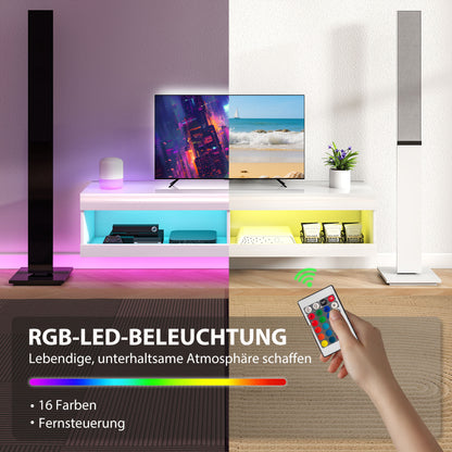 Tv Meubel – TV Kast – TV Meubel Hangend – Lowboard – TV Dressoir – Hoogglans Wit – RGB LED Verlichting 16 Kleuren – 140x40x30 cm