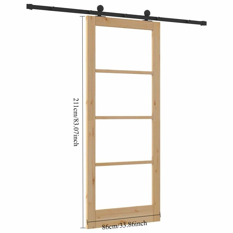 Schuifdeur – Schuifdeursysteem – Roomdivider – Binnendeur – Deurpaneel – Ruimtebesparend – Houtlook Bruin – Metaal Frame – 86x211 cm – Eenvoudige Montage