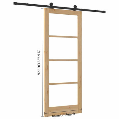 Schuifdeur – Schuifdeursysteem – Roomdivider – Binnendeur – Deurpaneel – Ruimtebesparend – Houtlook Bruin – Metaal Frame – 86x211 cm – Eenvoudige Montage