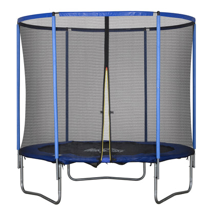 Trampoline – Springkussen – Fitness Trampoline – Tuin Trampoline – Binnen Trampoline – Veiligheidsnet Rondom – Draagvermogen 113,6 Kg – Ø244 x 240 Cm Steel Blue & Zwart