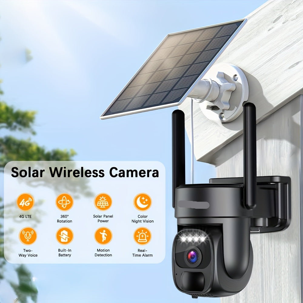 Draadloze Beveiligingscamera – Zonne-energie Camera – Buiten Camera – 1080p Camera – IP66 Weerbestendig – 360° PTZ – 4G Connectiviteit