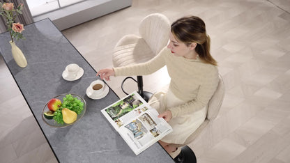 Barstoel – Kruk – Barkruk – Keukenstoel – Barstoel Met Rugleuning – 360° Draaibaar – Verstelbare Hoogte – Stalen Frame – Beige