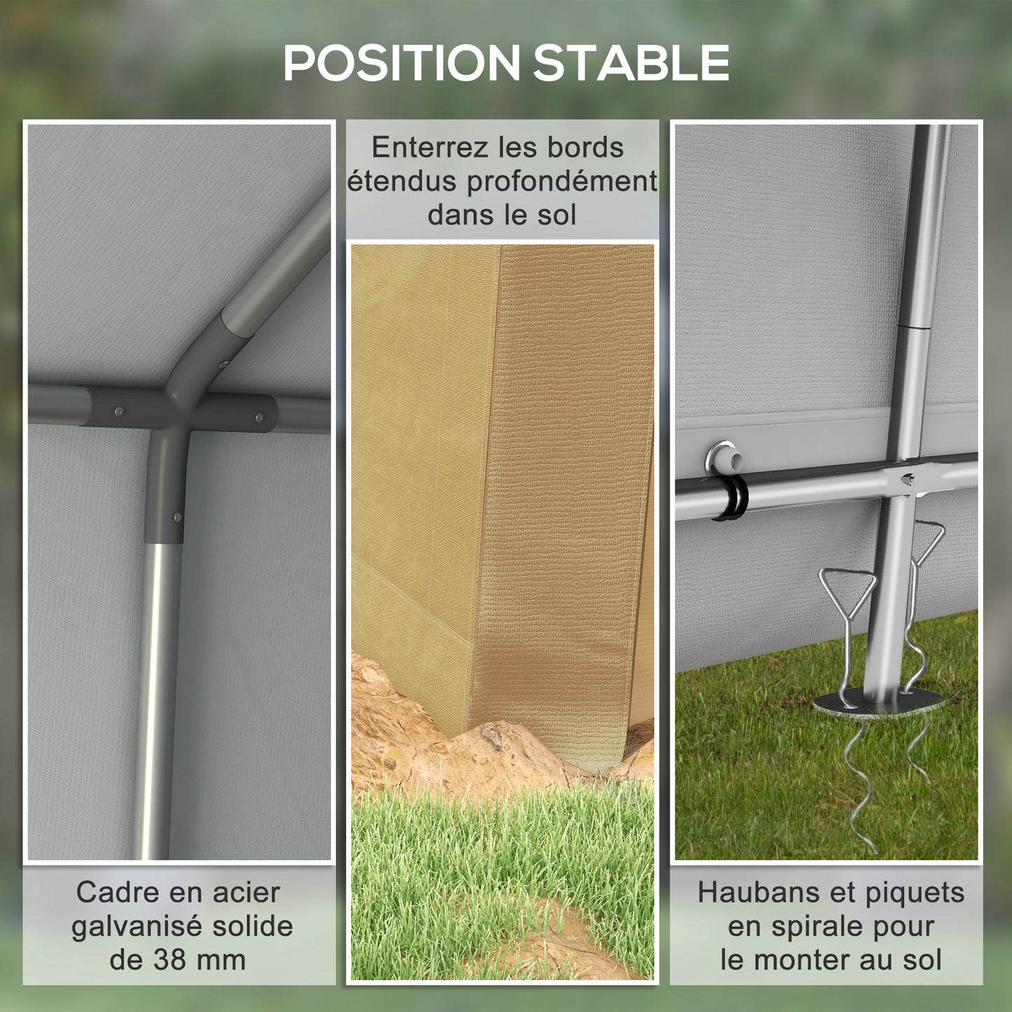 Tuinhuisje – Tuinschuur – Tuinberging – Fietsenstalling – Berging – UV-bestendig – Gegalvaniseerd Stalen Frame – Grote Ritsdeur – Beige – 7,6 m²