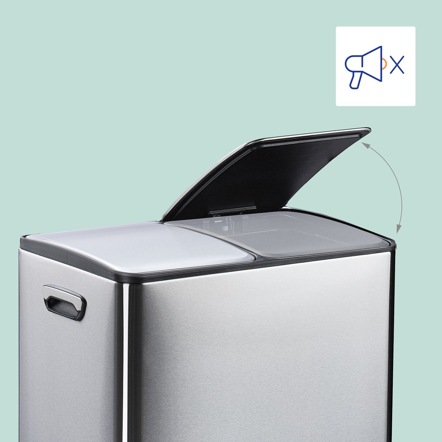 Trash Can in Silver/Black - 2x 30 Liter