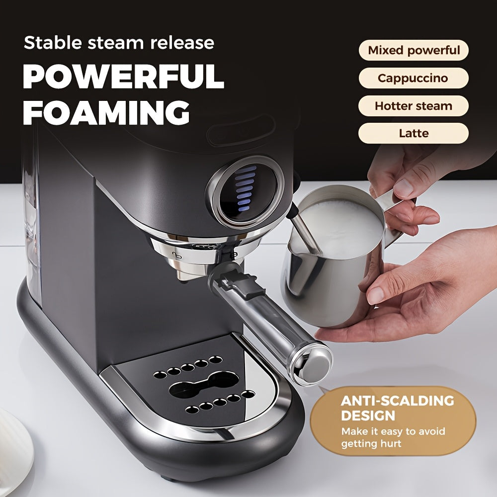 Espressomachine – Koffiemachine – Latte Maker – Cappuccinomachine – Halfautomaat – Roestvrij Stalen Behuizing – 7-instelbare Watervolume Controle