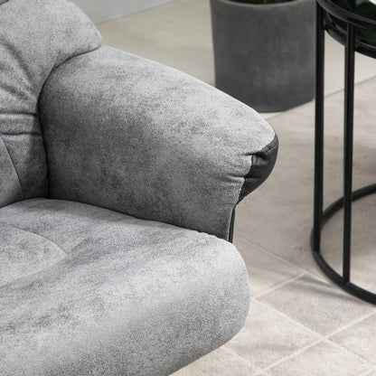 HOMCOM Reclining Lounge Chair with Footrest, 360° Swivel, Microfiber Upholstery, Solid Wood Legs, Thick Padded Seat, Gray, 135 cm