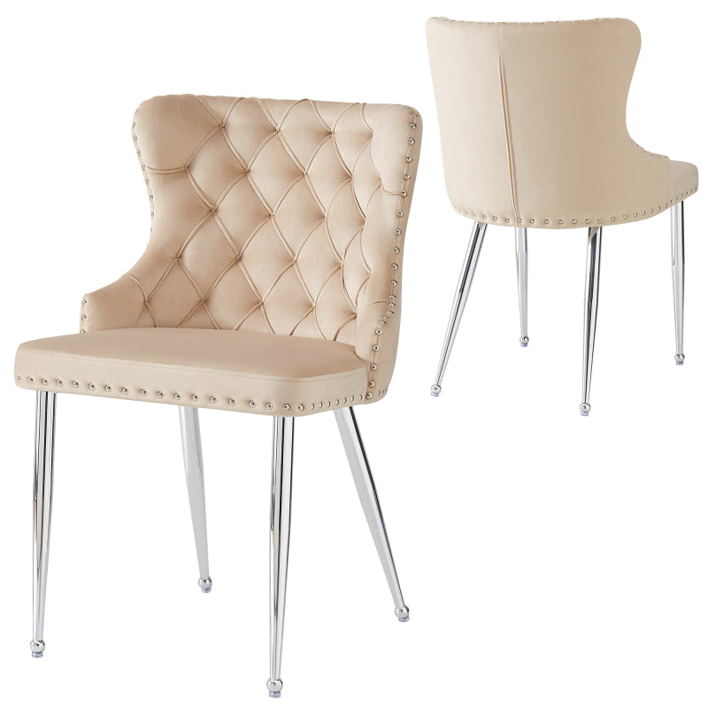 Makeupstoel – Bureaustoel – Draaistoel – Kaptafelstoel – Kuipstoel – Velours Bekleding – Ergonomisch Ontwerp – Verstelbare Zithoogte – Zilverkleurige Metalen Poten – Set Van 2