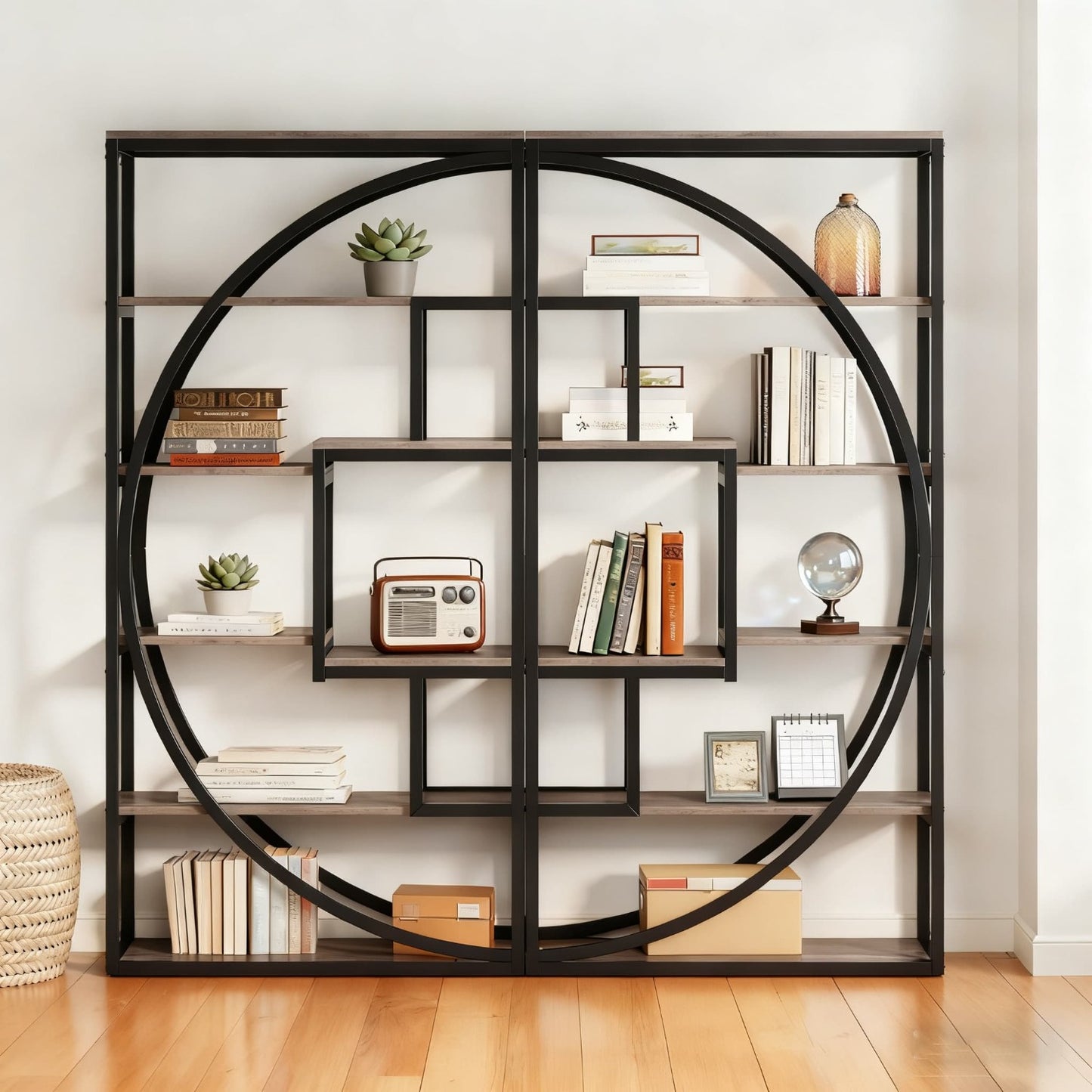 Boekenkast – Boekenrek – Vakkenkast – Stellingkast – Wandkast – Industrieel Design – 5 Niveaus Met Zwarte Metaalframe – 180 cm Hoog