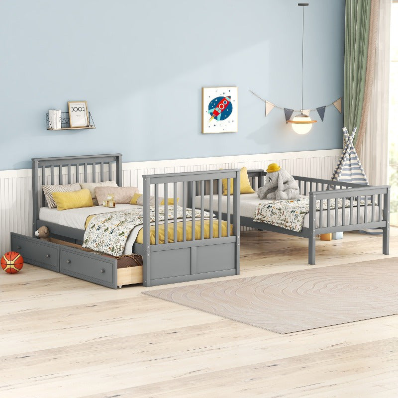 Stapelbed – Hoogslaper – Bunkbed – Kinderbed – Jongensbed – 90x200cm – Met Laden – Metaal – Ruimtebesparend – Duurzaam