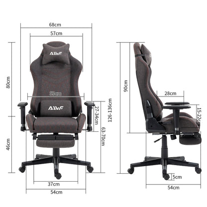 Gamingstoel – Gamestoel – Gaming Chair – Game Stoel – Bureaustoel – Ademend Stof – Pocketvering Zitting Met Gelkussen
