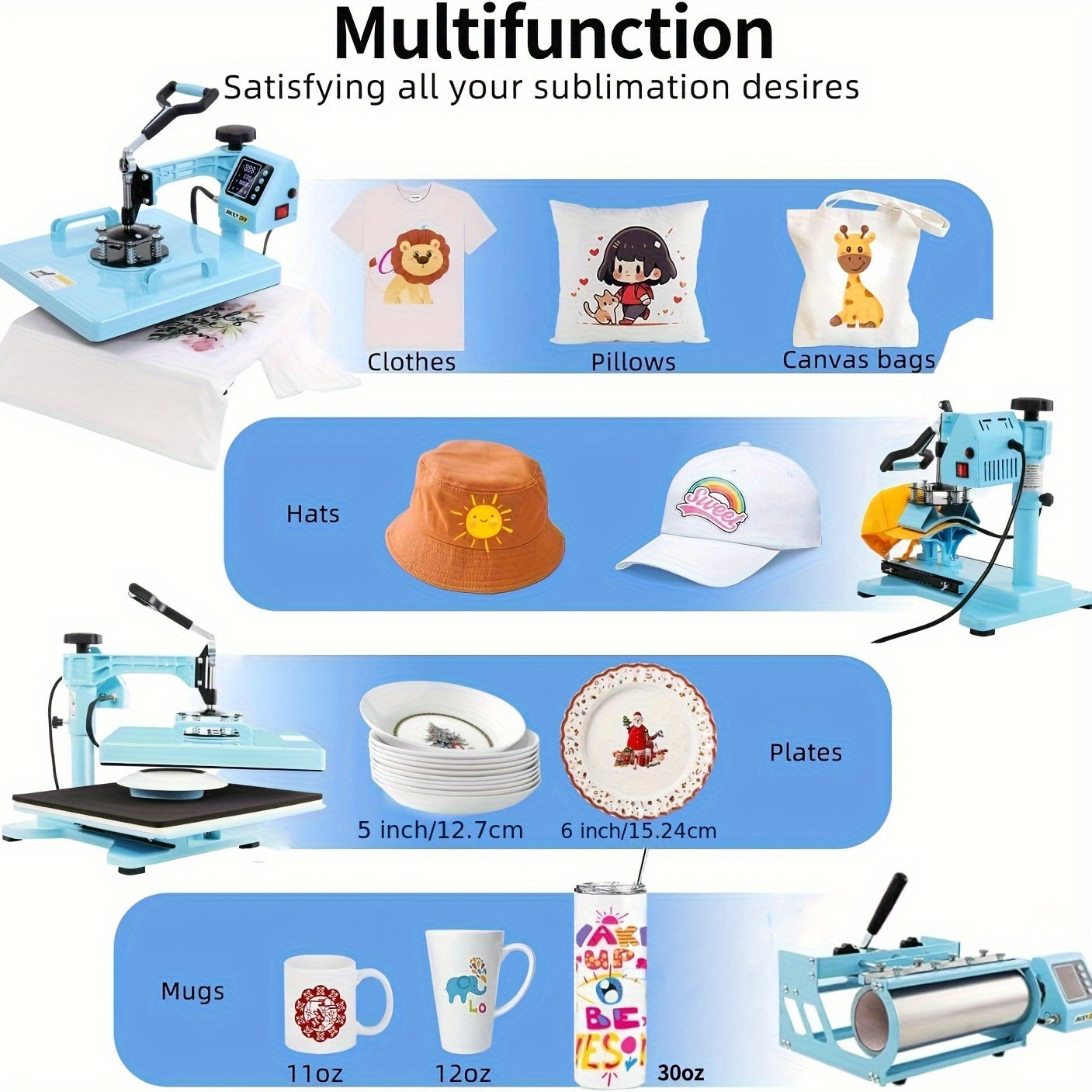 Heat Press Machine, 8in 1/ 5in 1 Shirt Press Machine with 30oz Tumbler Press, Slide Out 360° Swing Away Digital, Industrial-Quality Heat Transfer Sublimation for Tumbler/Mug/Hat/Cap/Plate