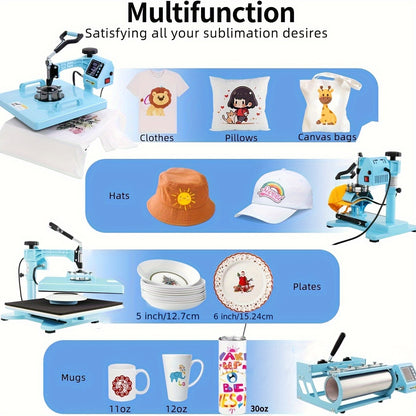 Heat Press Machine, 8in 1/ 5in 1 Shirt Press Machine with 30oz Tumbler Press, Slide Out 360° Swing Away Digital, Industrial-Quality Heat Transfer Sublimation for Tumbler/Mug/Hat/Cap/Plate