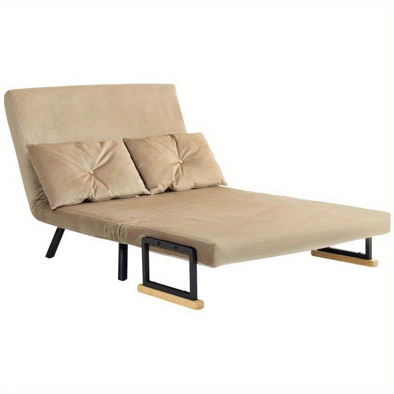 Slaapbank – Sofa Bed – Bedbank – Logeerbed – Zitslaapbank – Lichtbruin – Verstelbare Rugleuning – Fluwelen Bekleding – 102x73x81 cm – Slipvast – Zacht Comfort