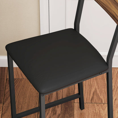 3-Delige Barset – Bar Tafel – Bistro Set – Terrasmeubilair – Huisbar – Bruin – Met Wijnrek en Glashouder – Comfortabele Stoelen met Voetsteunen
