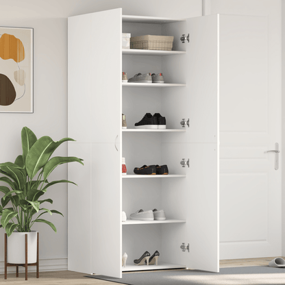 Schoenenkastje – Schoenenrek – Schoenenopberger – Schoenenmeubel – Schoenenkast Wit – Duurzaam Hardhout – Smal & Hoog Ontwerp 80x35,5x180 cm