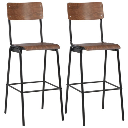 Barstoel – Barkruk – Barkrukken – Barstoelen – Kruk – Set van 2 – Massief Multiplex Zitting – Gepoedercoat Stalen Onderstel