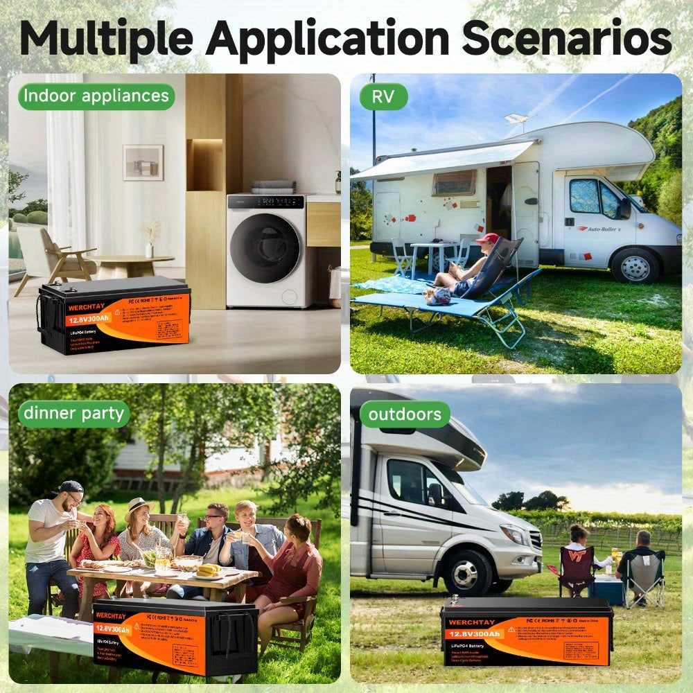 Li-ion Accu – Lithium Accu – LiFePO4 Accu – Oplaadbare Accu – Deep Cycle Accu – 12V 300Ah – 200A BMS – Lage Temperatuurbescherming
