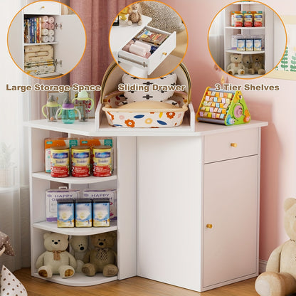 Slaapkamerkast – Dressoir – Opbergkast – Ladekast – Witte Hoekkast – Houten Constructie – 85x85x86,5 cm – Multifunctioneel Opberger