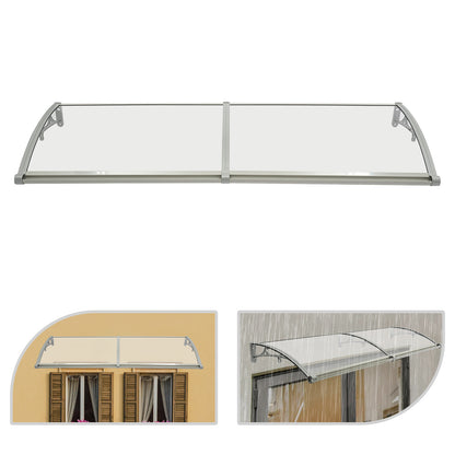 Transparante Boogvormige Overkapping – Luifel – Dakoverkapping – Terrasoverkapping – Balkonbescherming – Aluminium Frame – 200 x 60 cm – Afwateringskanaal