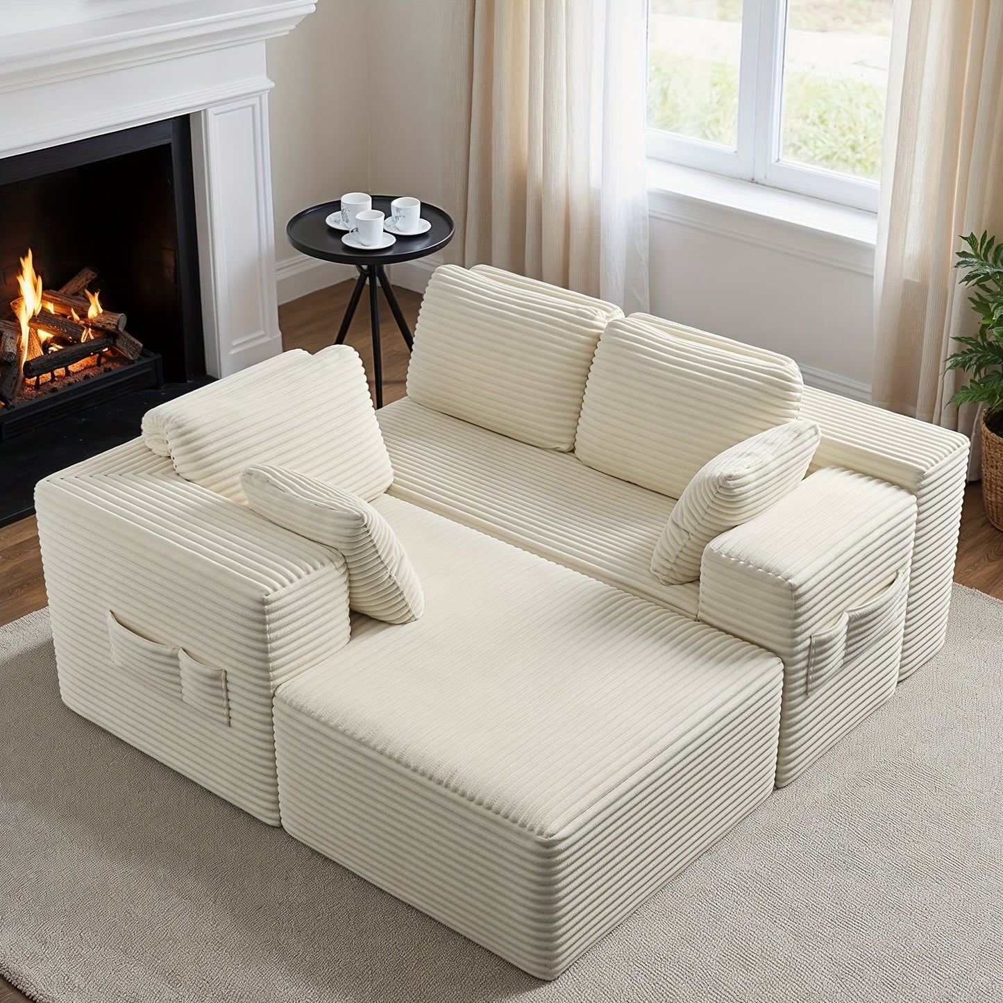 Hoekbank – Hoeksalon – L-vormige Bank – Modulaire Sofa – Zitbank – Fluwelen Bekleding – Traagschuim Comfort – Stevig Frame