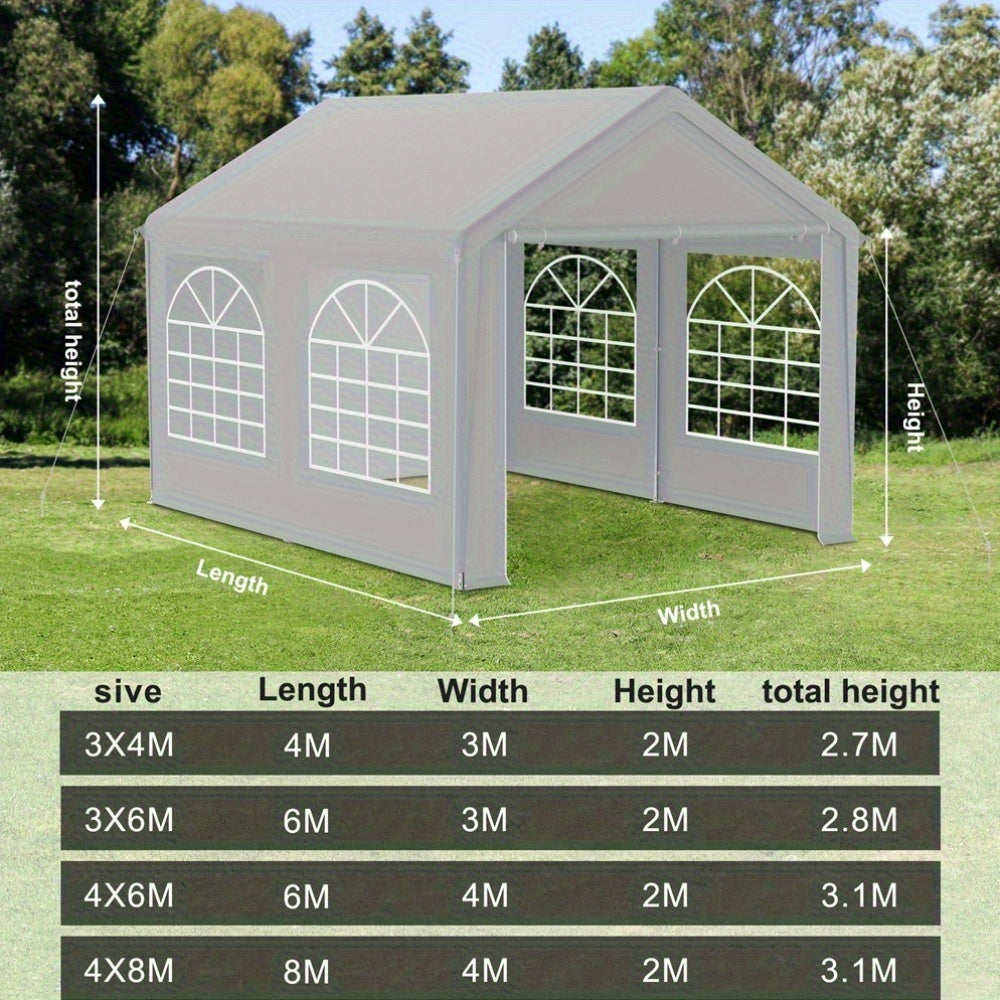 Partytent – Paviljoen – Feesttent – Tuintent – Overkapping – 4x8 Meter – Weerbestendig PE Doek – Stabiel Stalen Frame