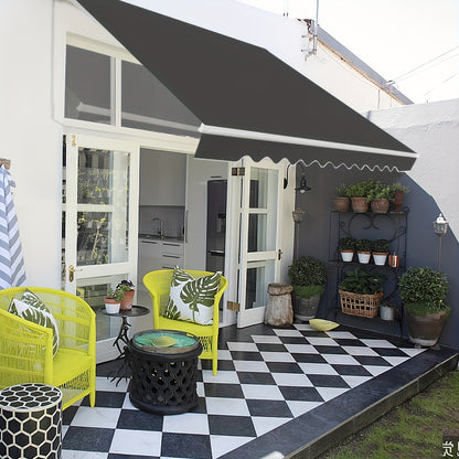 Terraszonwering Uitschuifbare Zonwering Markies Balkonzonwering Veranda Schaduw – Grijs Polyester PU-Coating – Verstelbare Hoek 40°-100° 3x2,5 Meter