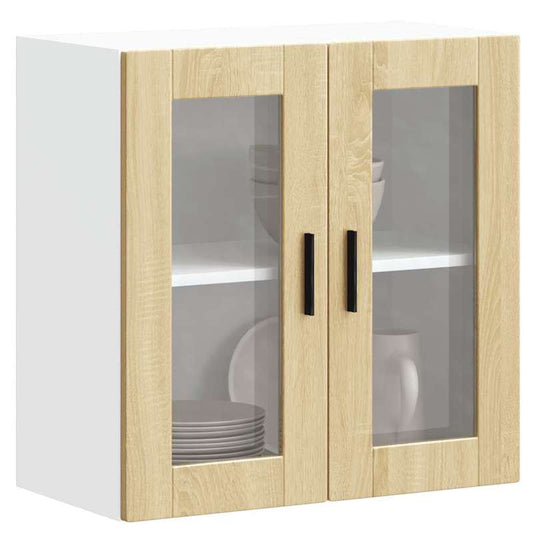 Keukenkastje – Keukenmeubel – Wandkast – Opbergkast – Bovenkast – Rustiek Sonoma Eiken – Glasdeur – 60x31x60 cm – Duurzaam Spaanplaat