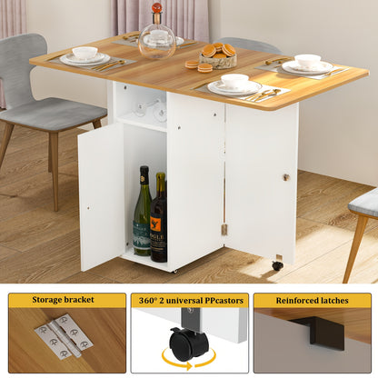 Uitschuifbare Eettafel – Inklapbare Tafel – Opvouwbare Eettafel – Multifunctionele Tafel – Ruimtebesparende Tafel – Met Opbergruimte – Stevig Hout – 120x70x78 cm