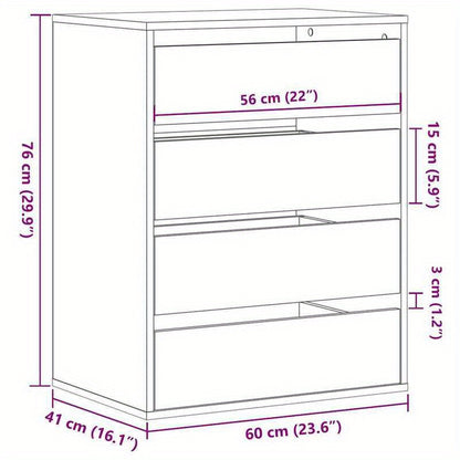Drawer Cabinet 60X41X76 Cm Crafted Wood White