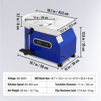 Keramiek Draaischijf – Pottenbakkersmachine – Pottenbakkerswiel – Pottenbakkersdraaibank – Keramiek Wiel – 28 cm Draaischijf – Krachtige 450W Motor