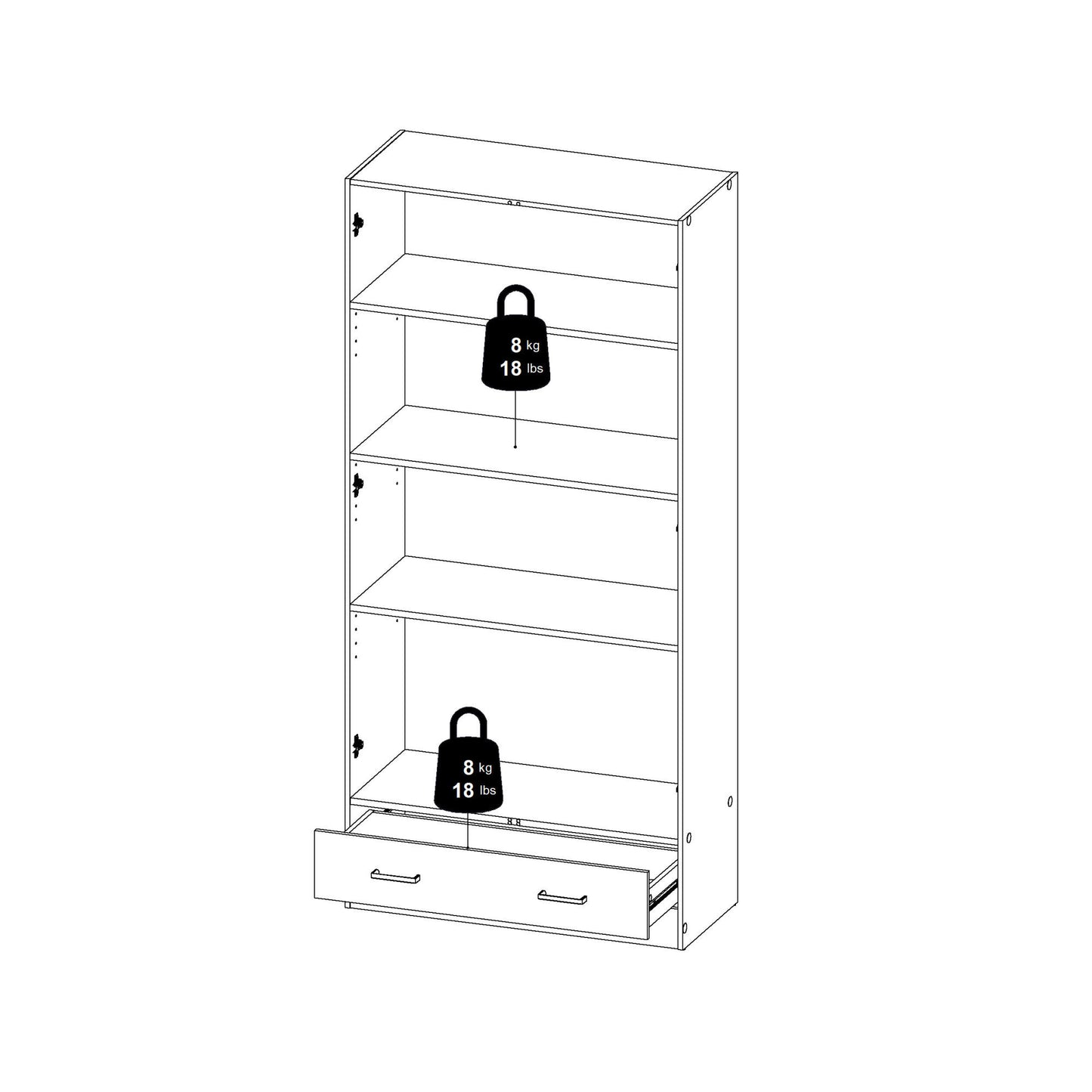 2-Deurs Kledingkast – Garderobekast – Kledingrek – Opbergkast – Kast Wit – Compact 79x36x170 cm – Melamine Spaanplaat
