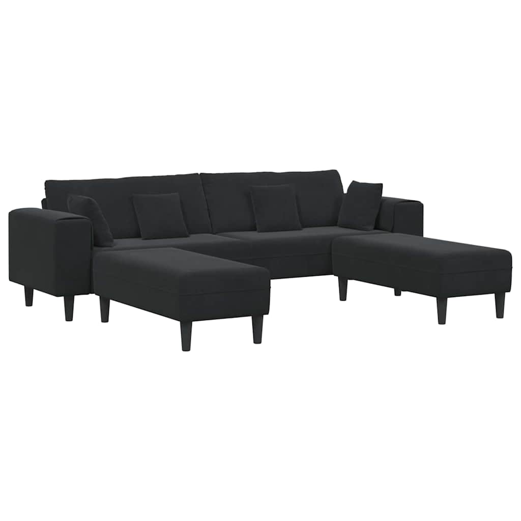 Velvet Bank – Fluwelen Sofa – Zitbank – Bankstel – Woonkamerbank – Zwart – Stevig Houten Frame – Comfortabele Foamvulling