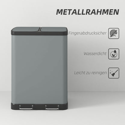 Prullenbak – Afvalbak – Vuilnisbak – Afvalemmer – Pedaalemmer – Metalen Behuizing – 2x30 Liter Met Softclose Pedaal</s>