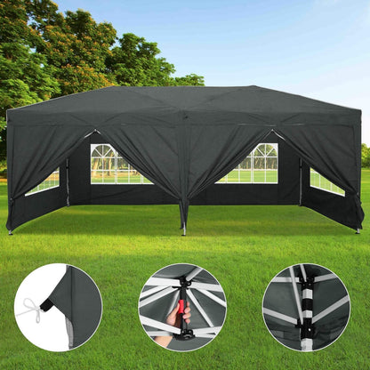 3.05x6.1meter Foldable Pop-up Awning With 6 Side Walls, One-click Installation Awning Tent, Easy Installation, Shade Party Tent, Outdoor Awning, Sun Protection, Suitable For Festivals, BBQs, Camping, Patios, Parties