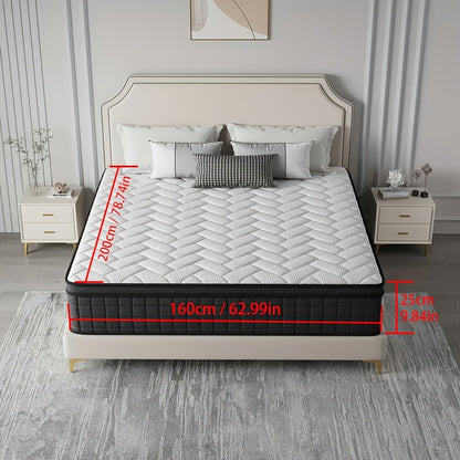 Queen Size Independent Pocket Spring Mattress | Memory Foam, Ergonomic Design, Medium Firmness, Luxurious Soft Comfort, Gray Wedding Mattress